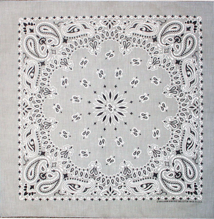 (image for) Bandanna Silver Paisley 22" x 22"